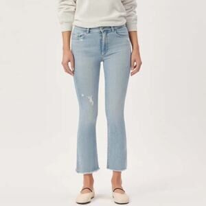 DL1961 Bridget Boot High Rise Instasculpt Crop Jeans Breeze Distressed Size 24